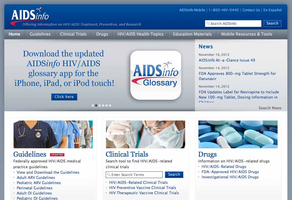 AIDS Info（DHHSガイドラインはこちら）